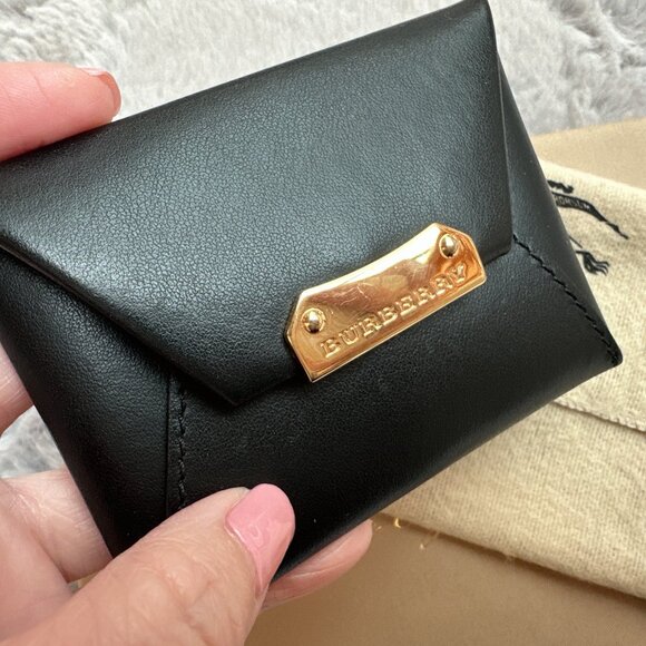 Authentic Burberry Black Smooth Leather Claxton Coin Case - Picture 8 of 12